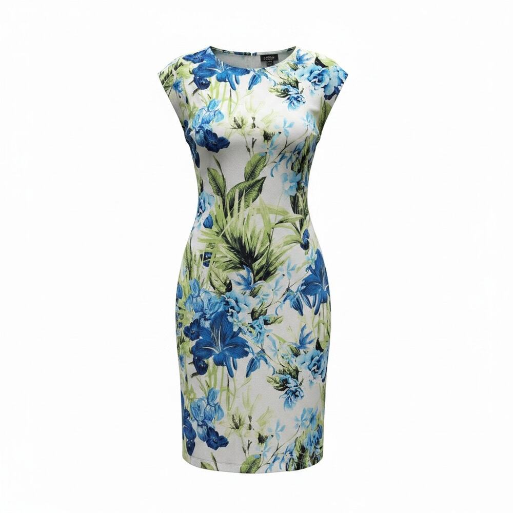 Chico's Size 3 XL Floral Cap Shoulder Knit Shift Dress